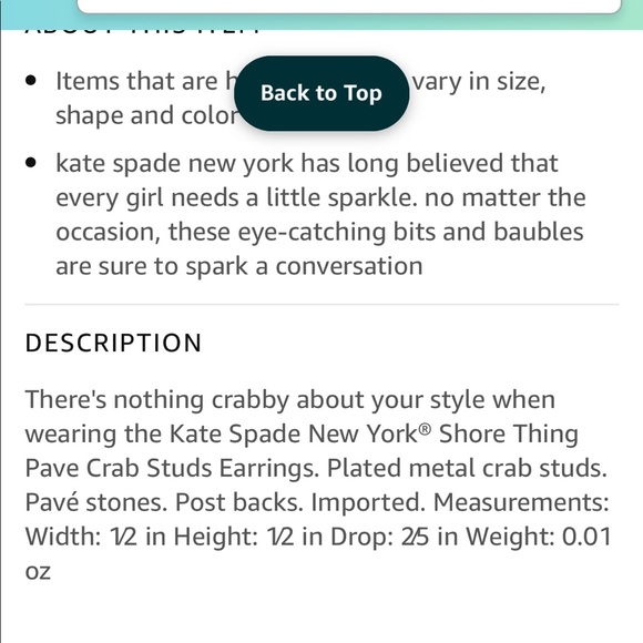 Kate Spade crab earrings NWT - Picture 4 of 5